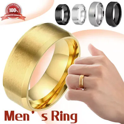 Titanium Stainless Steel 8mm Brushed Finish Men Women Wedding Band Comfort Ring • $3.18