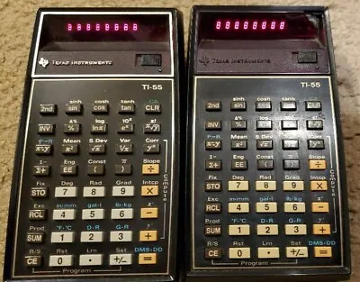 $20 • Buy TWO Vintage TI-55 Calculators -TESTED, WORKING. Modified For Standard 9V Battery