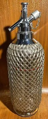 Vintage Art Deco Metal Wire Mesh Czech Glass Seltzer Bottle SPARKLETS Corp NY • $69.99