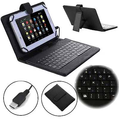 Universal Leather Case Stand Cover With Type C Wired Keyboard For Android Tablet • $12.59