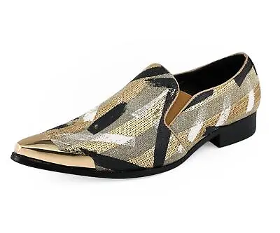 Amali Metal Tip Smoking Slippers Sequin Slip On Glitter Dress Shoes • $99.99