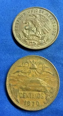 1970 Mexico Mexican 20 Centavos Sun Pyramid Coin • $4.19
