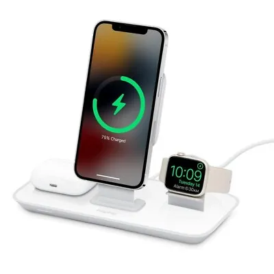 Apple Mophie 3-in-1 Stand Magsafe Charger Wireless Qi Iphone Watch Airpods Stand • £29.95