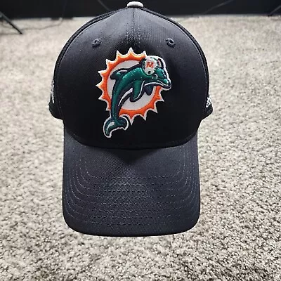 Miami Dolphins Hat Cap Size L/XL Reebok Flex Stretch Fitted Black Big Logo NFL • $21.80