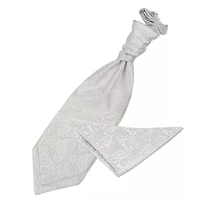 Mens Pre-Tied Ruche Cravat Hanky Set Woven Floral Paisley Formal Wedding By DQT • £11.99