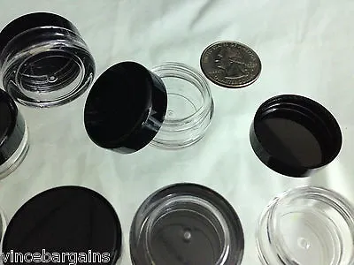 Empty Small Cosmetic Jars Plastic 3 Gram Lip Balm Containers Black Lid (500)5030 • $204.95