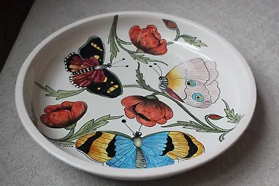 18  Deruta Italy Ceramic Fruit Centerpiece Bowl Serving Butterfly Floral Poppy • $49.99