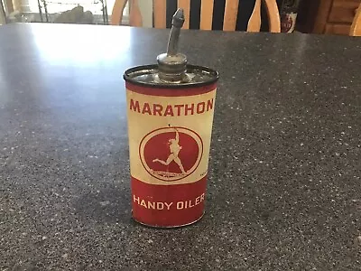 Vintage MARATHON HANDY OILER. Lead Top. Empty Oval Can • $41