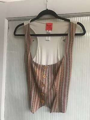 £114.42 • Buy Bazaar De Christian Lacroix Vintage Woven Vest Top W/Stretchy Back Size 42 Large