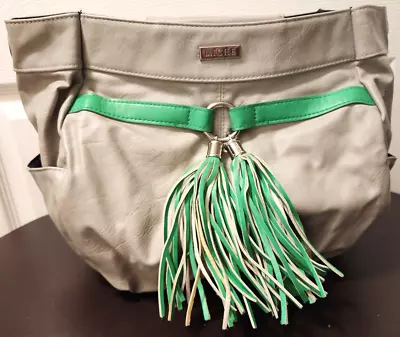 EUC - Miche Demi Shell -  Jordan  Light Gray & Green Faux Leather - Retired • $9.95