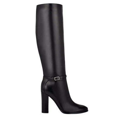 $129 • Buy NINE WEST - KIMY, Black REAL Leather Knee High Boots, 4  Block Heel, SZ 8