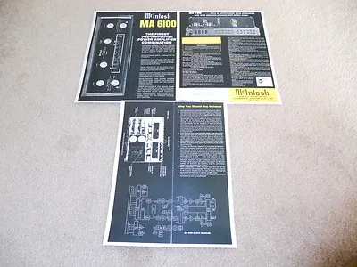 McIntosh MA 6100 Amplifier Brochure 3 Pg Specs Info • $9.99