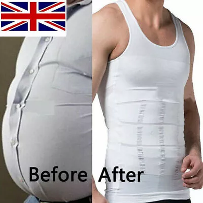 UK Men Gynecomastia Compression Shaper Slim Vest Compression Tank Top Shirt Suit • £12.79