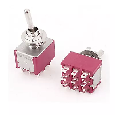 5pcs NEW AC120V/5A 250V/2A 3PDT 9 Pin ON-ON 2 Positions Latching Toggle Switch • $5.45