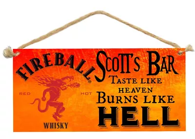 FIREBALL Wooden Sign Plaque Country Personalised Beer BarGARAGEShedHome Decor • $15