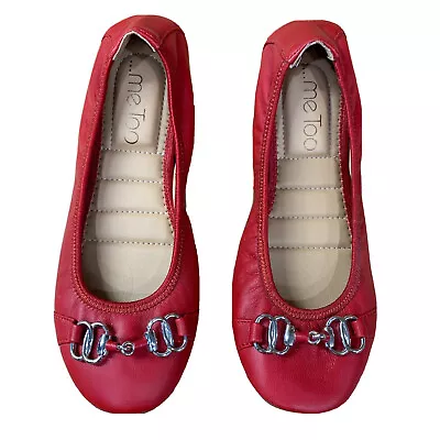 Me Too Olympia Red Leather Horse Bit Ballet Flats Women's Size 5 • $35