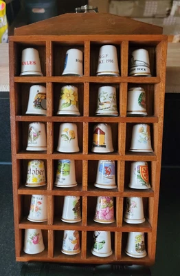 £14.99 • Buy Set Of 24 Porcelain Thimbles In Cabinet