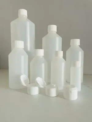 £4.95 • Buy Natural HDPE Plastic Bottles & White SCREW Caps 30ml To 1Litre 24 HOUR DISPATCH