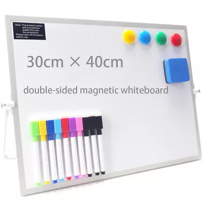 Magnetic Whiteboard Desktop Double-Sided Dry Erase White Board Eraser With Stand • $25.99