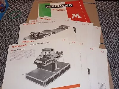 Outfit 9 Meccano Special Model Leaflet(9.1 To 9.10 Inc) & Folder • £4