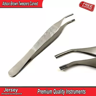 Surgical Adson Brown Serrated Tweezers Curved Dental Medical Dressing Instrument • $6.74