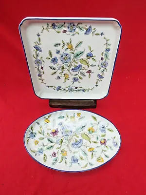 Minton HADDON HALL Blue  Bone China Two Trays - Oval And Square • £14.99
