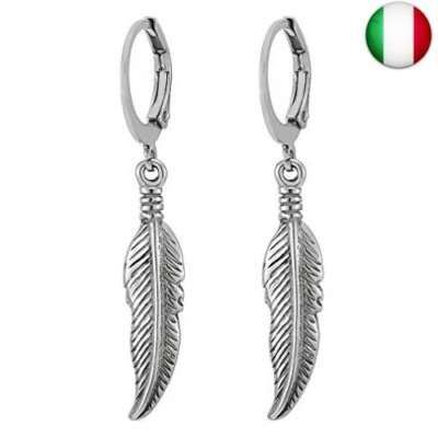 OVS Orecchini Pendenti con Piume Colore Verde