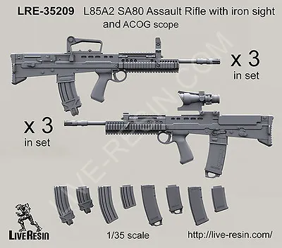 Live Resin 1/35 LRE-35209 L85A1 SA80 Assault Rifle With Iron Sight & ACOG Scope • $19.99