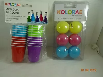 Kolorae Mini Cups 20 Ct & Color Ping Pong Balls 6 Ct NEW NWT • $12.99