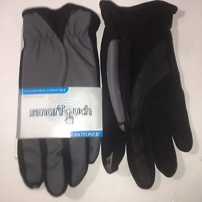 Isotoner Smartouch Gloves Charcoal Black & Gray Mens Large New NOS • $15