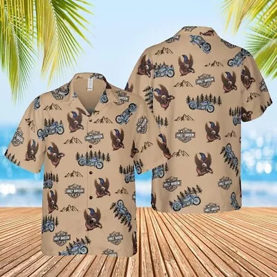 [SALE] Harley Davison Hawaiian Shirt Button Up Shirt Motorcycle Shirt • $23.39