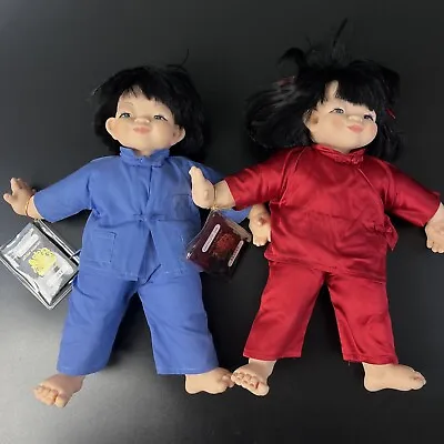 Vtg 1982 Chopstick Kids JMB Jacobsen Boy & Girl Baby Passport Mieler Dolls Set • $14.99