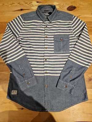 £5 • Buy Criminal Damage Mens Shirt Long Sleeve XL Blue Denim Striped Design.