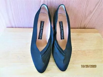 Maud Frizon Paris Black Satin & Leather Women's Pump Shoe Italy Size 36 • $39.99