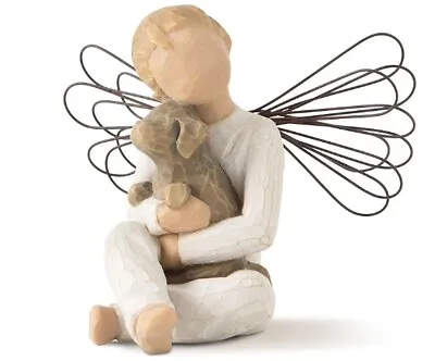 Willow Tree  Angel Of Comfort  Boy Seated With Black Dog Wire Wings • $19.99