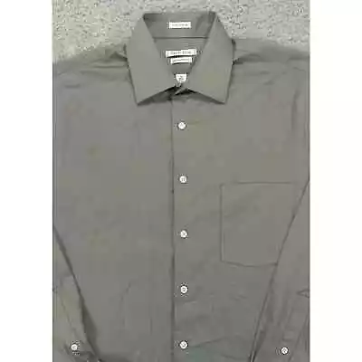 Van Heusen Shirt 15 Regular Fit Button Up Long Sleeve Grey Cotton Polyester • $9.71