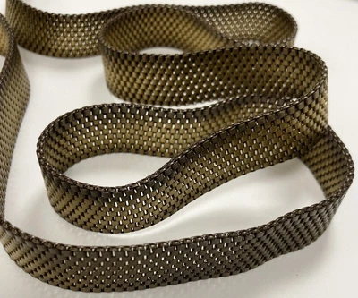 $8.24 • Buy 3 FEET VINTAGE AGED PATINA SOLID BRASS FLEXIBLE MESH TRACK 18mm. WIDE CHAIN V922