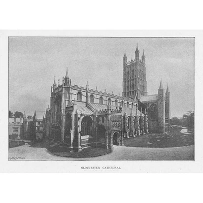 £9.99 • Buy GLOUCESTER CATHEDRAL - Antique Print 1895