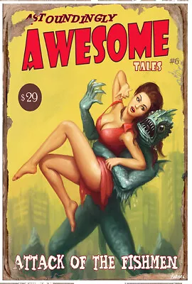 Astoundingly Awesome Tales - Attack Of The Fishmen - Fallout 4 Poster • £24.32