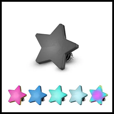 1 Pc 4mm  Star Titanium Anodized Flat Top Mirco Dermal 14 Ga Surgical Steel • $4.75