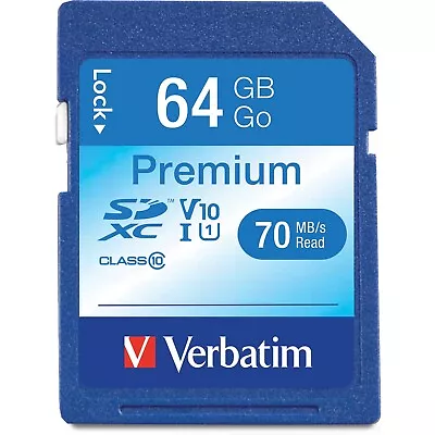 Verbatim SDXC Memory Card UHS-I Class 10 64GB BE 44024 • $17.05