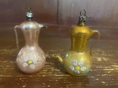 2 Vintage Mercury Glass Teapot Christmas Tree Ornaments • $41.95