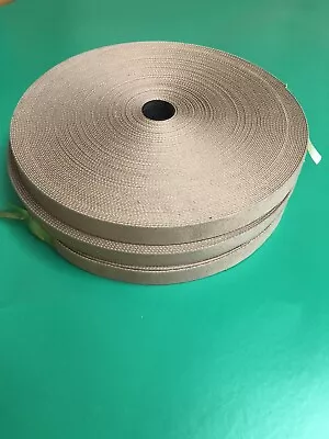 50m Roll Of Beige Soft Cotton Webbing Strap 30mm Wide 2mm Thick Ideal For Belts • £13.99