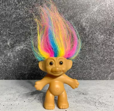 RARE Vintage Russ Troll Doll - Rainbow Hair Brown Eyes • $28