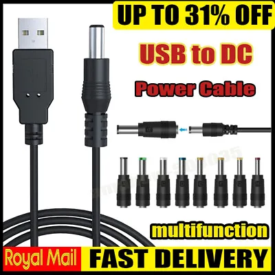 USB-A To 3.5-5.5mm Barrel Jack Male DC 5V Power Charger Plug Adapter Cable Lead • £4.16