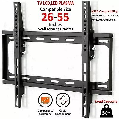 £7.35 • Buy TV Wall Bracket Mount For 26 32 36 40 42 50 55 60 Upto 65  Inch Plasma LCD LED