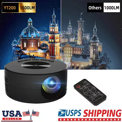 Portable Projector 1080P HD External Headphones USB For Home Phone Video • $37.99