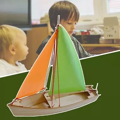 Vintage Wood Boat Model Sailboat Wooden Assembled Sailship Kit K2G6 Z6V4 • $13.12