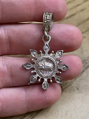 Vintage 950 Sterling Silver Signed Aztec Sun Dangle Pendant ORO Maya • $50