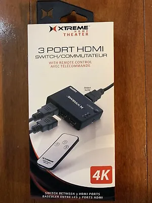 Xtreme Home Theater 3 Port HDMI Switch 4K With Remote Control Select Port Option • $17.45